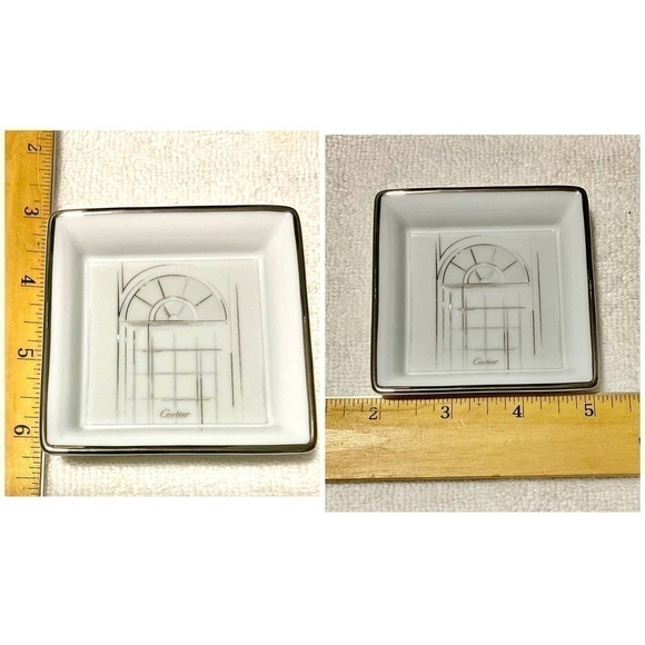 CARTIER Vintage Mini Jewelry Tray with Rue de la Paix Platinum Finish Motif - Picture 8 of 11